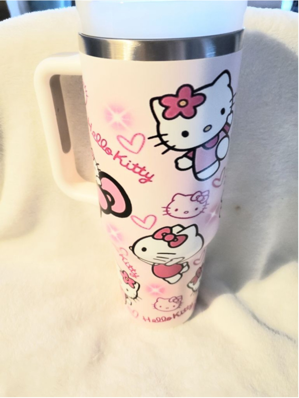 Hello Kitty stainless steel 40oz Tumbler & straw topper & Straw cleaner. No box